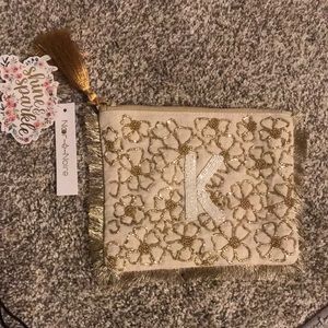 Tan with gold sparkles pouch